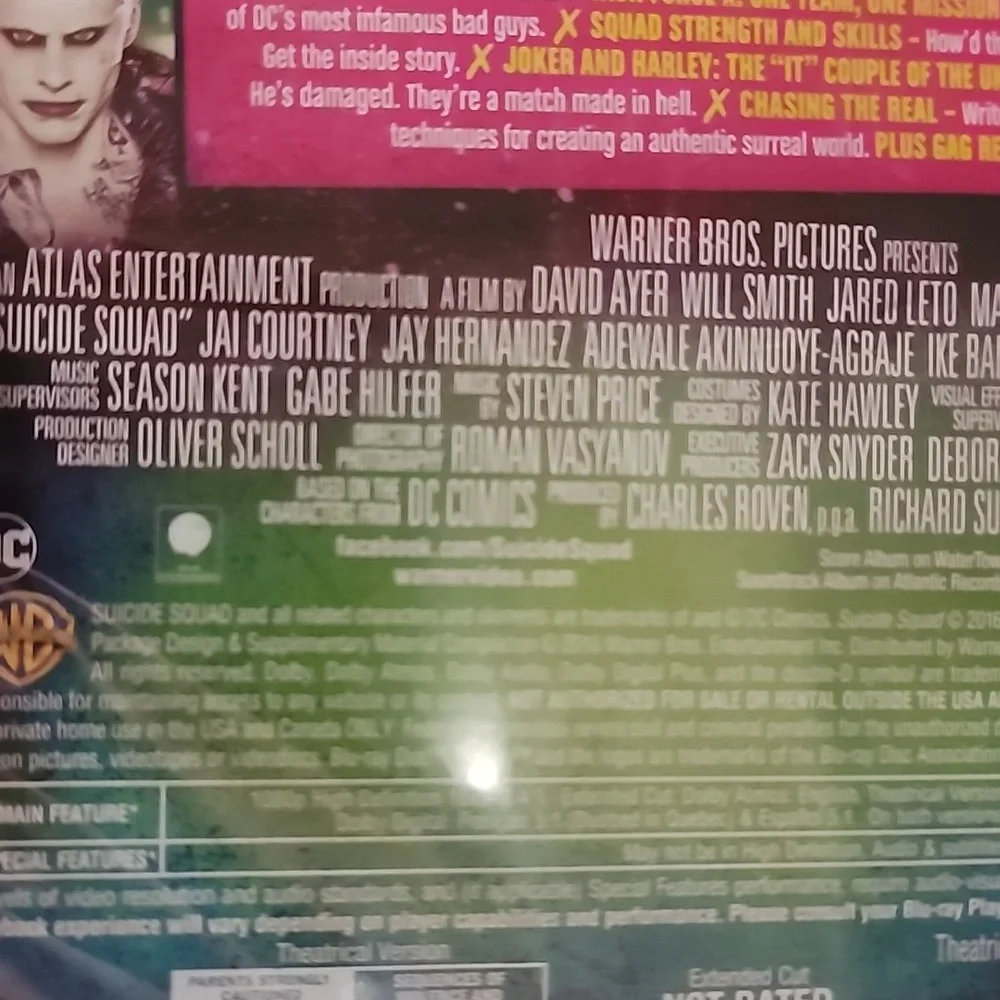 Suicide Squad Extended Cut Blu-ray. PG-13.  3-DVD SET - Picture 10 of 11